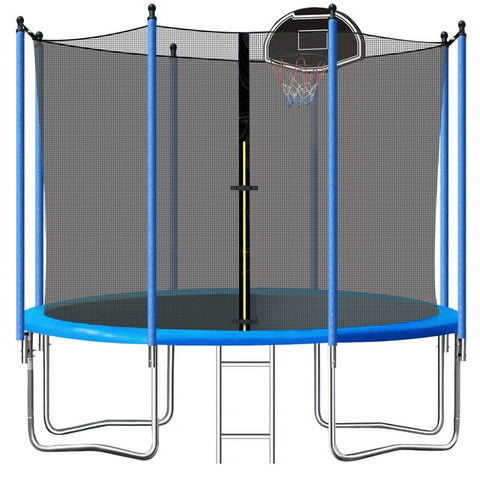 a trampoline with a net