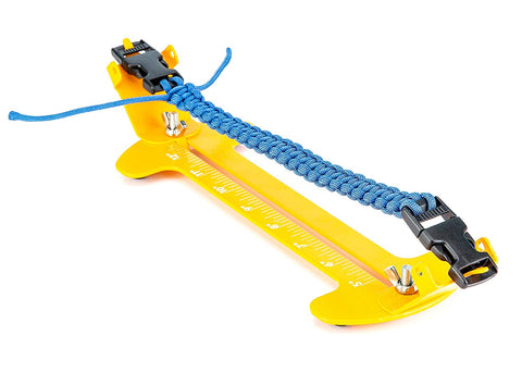a yellow ruler with a blue rope attached to it with text: '5"'