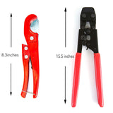 a pair of red and black tools with text: '8.3inches 15.5 inches'