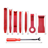 a red tool set with a screwdriver with text: 'T 6.4" 7.8" 6.9" 5.6" 5.7" 6.5" 5.7" 9"'