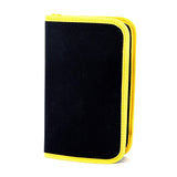 a black and yellow fabric case
