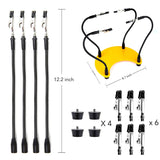 a group of black and yellow objects with black handles with text: 'inch 12.2 inch 8.7 inch X 4 6'