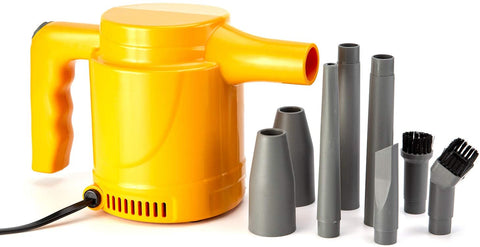 a yellow and grey device with nozzles