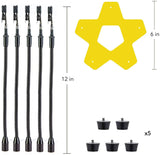 a set of black cords with a yellow star with text: '6 in 12 in'