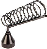 a black metal spring with a cone