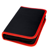 a black and red zippered case