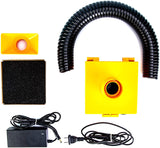 a yellow box with a tube and black hose