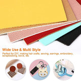 a group of different colored leather sheets with text: 'Wide Use & Multi Style Perfect for DIY, making hair crafts, sewing, earrings, embroidery, scrapbooking, bows, etc'