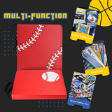 a baseball game case with cards and cards with text: 'TRAINER Finder Discard of the cards your hand in order card your discard pile your hand. Machamp 100 Gaming Trading Cards VISA BUSINESS CER VISA CARD VISA Credit Card 012 0197 Sports Trading Card'