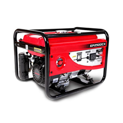 a red and black generator with text: 'EP2500CX'