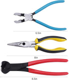 a different types of pliers with text: '6.5in 8in 8.5in'